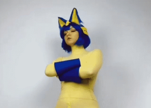 Cute Ankha Cosplay Crossed Arms GIF