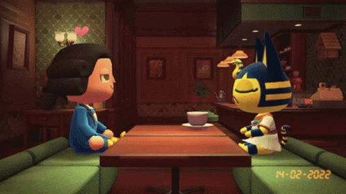 Cute Ankha Dining With Friend GIF