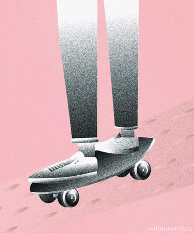 Cute Art Skateboard Ride GIF