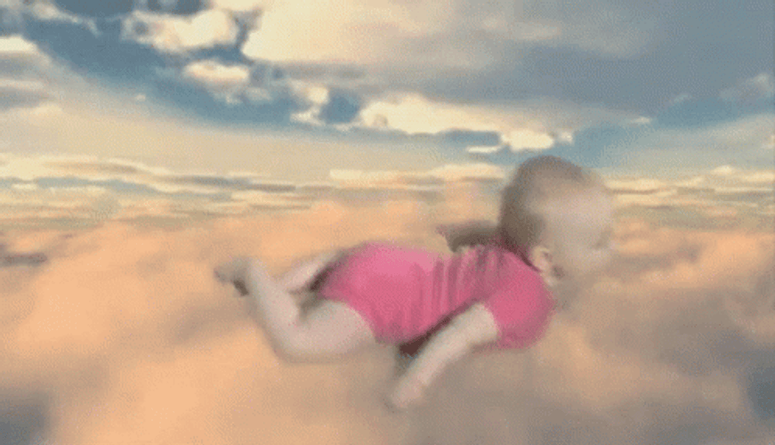 Cute Baby Flying Digital Illusion GIF