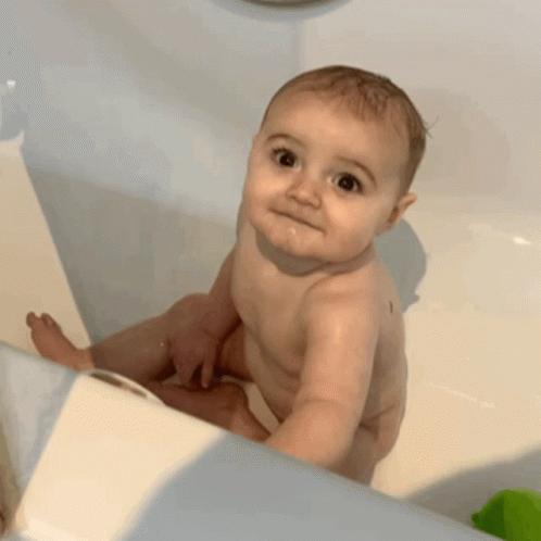 Cute Baby Girl Bath GIF