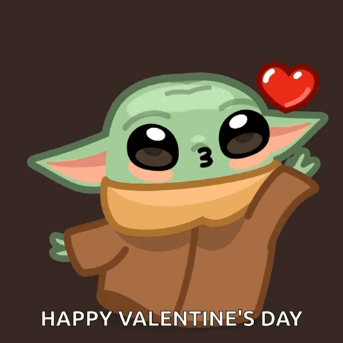 Cute Baby Grogu Happy Valentines Day GIF