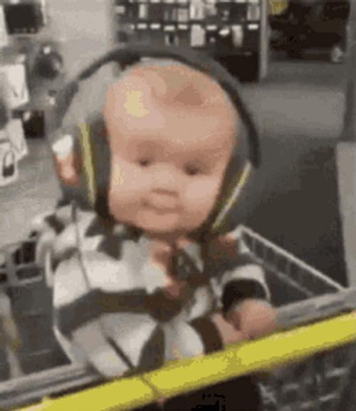 Cute Baby Listening To Music GIF
