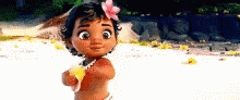 Cute Baby Moana Waving Aloha GIF