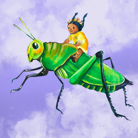 Cute Baby Riding A Cricket GIF