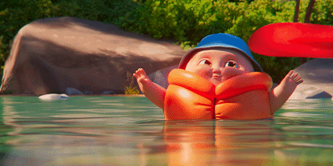Cute Baby Saving In River GIF