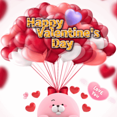 Cute Balloons Happy Valentines Day GIF