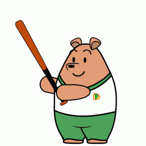 Cute Bear Baseball Bat GIF