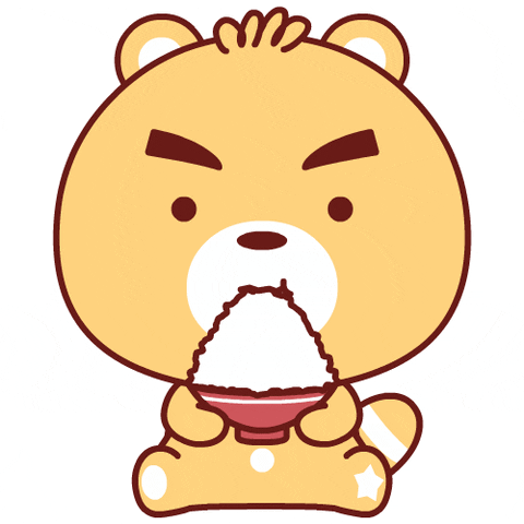 Cute Bear Eating Bowl Of Rice GIF