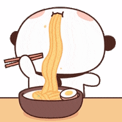 Cute Bear Enjoys Noodle GIF