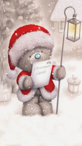 Cute Bear Standing Christmas Card GIF