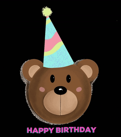 Cute Bear Wearing Birthday Hat GIF