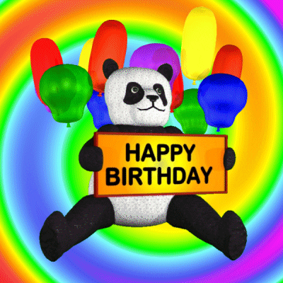 Cute Panda Bear Holding Birthday Sign GIF