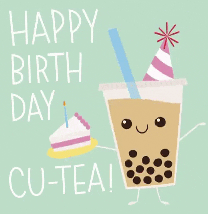 Cute Dancing Milk Tea Happy Birthday GIF