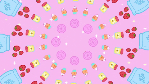 Cute Cartoon Chicks Baking Birthday Cake GIF