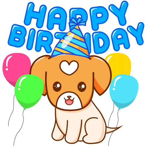 Cute Puppy Happy Birthday Confetti Falling GIF