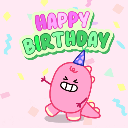 Cute Birthday Pink Dino Dancing GIF