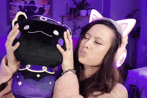 Cute Black Mushroom Cat Squishmallow GIF