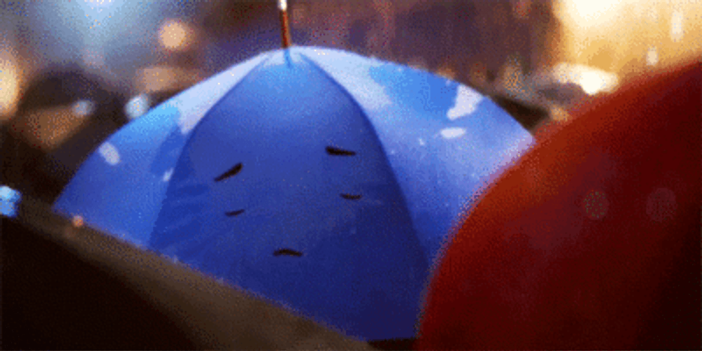 Cute Blue And Red Umbrella GIF