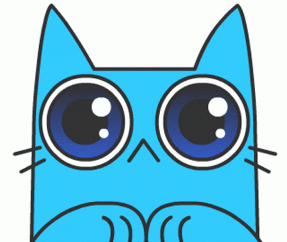 Cute Blue Cat Moving Eyes GIF