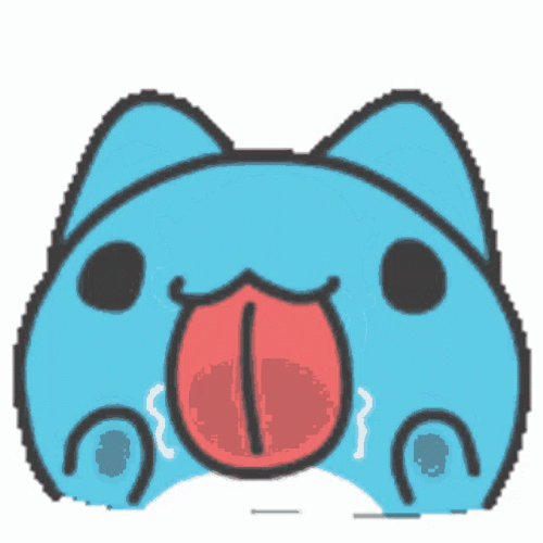 Cute Blue Cat Sticker Licking GIF