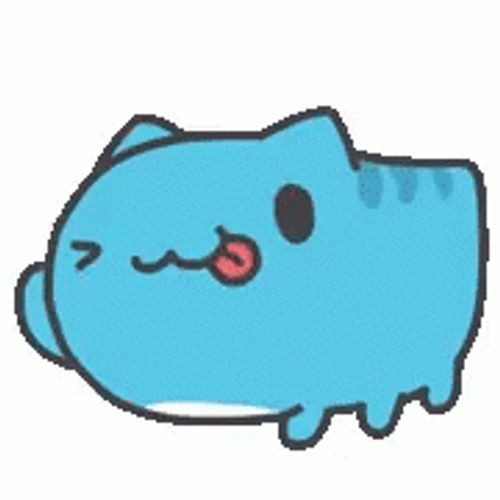 Cute Blue Cat Sticker Wink GIF