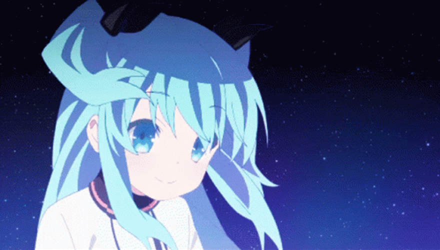 Cute Blue Haired Anime Girl Noel GIF