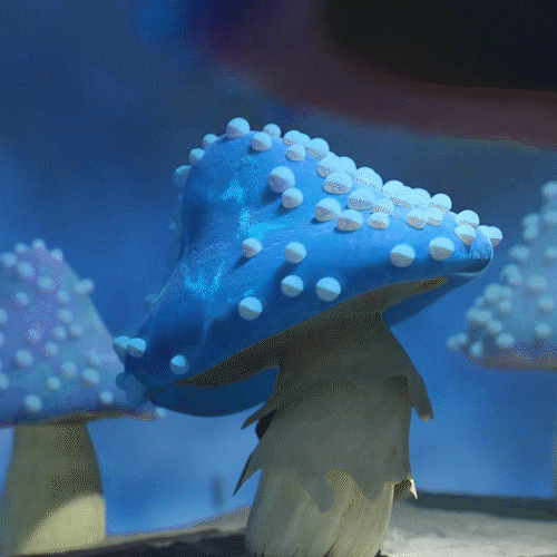 Cute Blue Mushroom Jumping Boing GIF