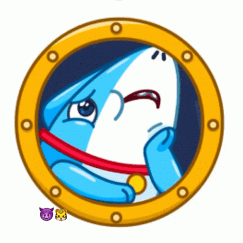 Cute Blue Shark Sticker Miss You GIF