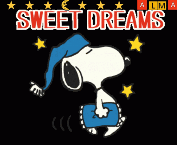 Cute Blue Snoopy Sweet Dreams GIF