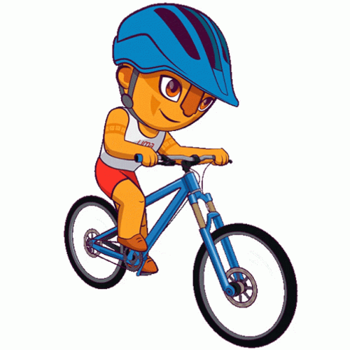 Cute Boy Riding Bicycle Cartoon GIF 