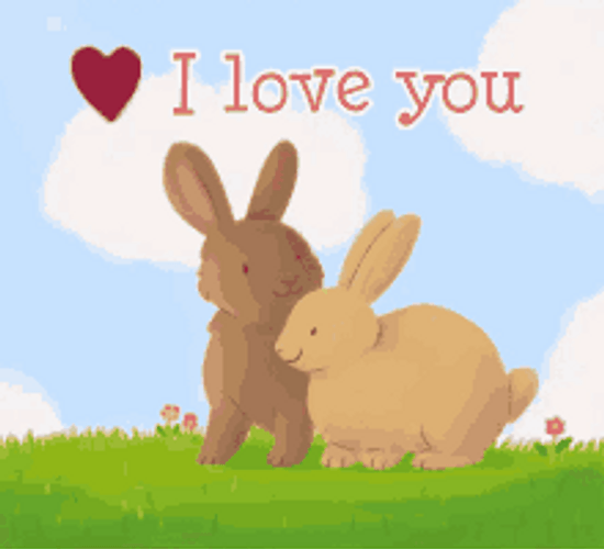 Cute Bunny Couple I Love You GIF