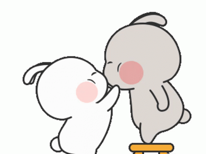 Cute Bunny Kiss GIF.