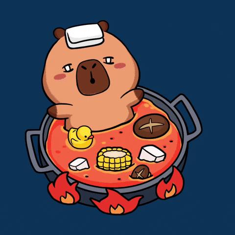 Cute Capybara Chilling In Hot Pot GIF