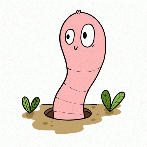 Cute Cartoon Big Worm Peeking GIF