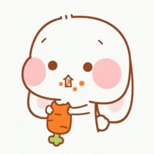 Cute Cartoon Bunny Eating Carrot GIF
