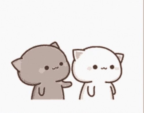 Cute Cartoon Cat Couple Kiss GIF