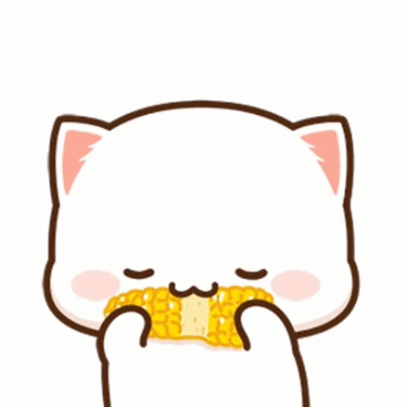 Cute Cartoon Cat Eating Corn