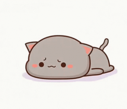 Cute Cartoon Cat Laying on Its Back