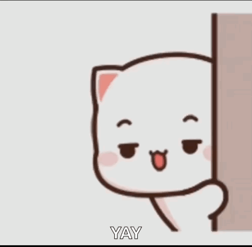 Cute Cartoon Cat Peeking and Saying Yay