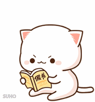 Cute Cartoon Cat Reading Book GIF