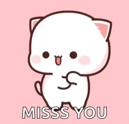 Cute Cartoon Cat Saying Miss You