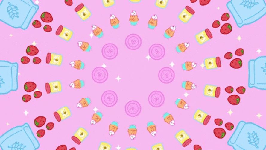 Cute Cartoon Chicks Baking Birthday Cake GIF