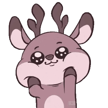 Cute Cartoon Deer with Big Eyes and Antlers
