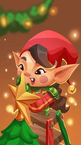 Cute Cartoon Elf Santa GIF