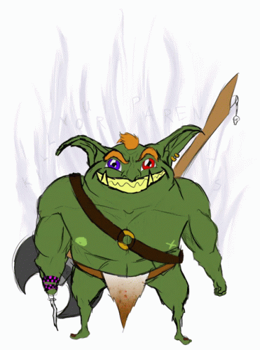 Cute Cartoon Green Goblin In Cave GIF