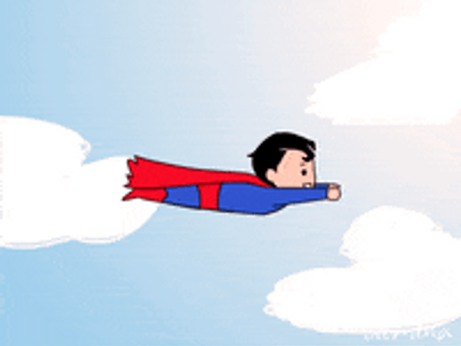 Cute Cartoon Superman Flying GIF