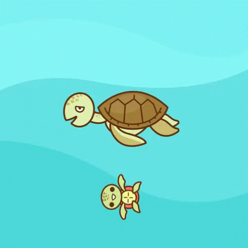 Cute Cartoon Turtle Swimming GIF