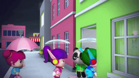 Cute Cartoons Drenched By Naughty Cloud GIF