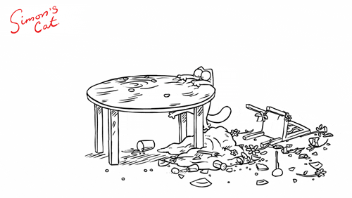 Cute Cat Animated Climb In The Table GIF
